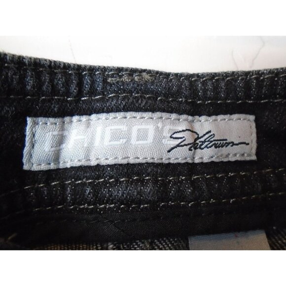 Chico's Platinum Black Jeans Sz 2.5 Short Petite Wide Leg (US 14) - Picture 3 of 8